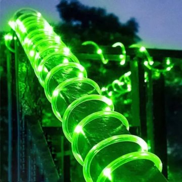 KJB Solarna LED svetlobna cev, 7 m, 50 LED, 8 načinov, zelena