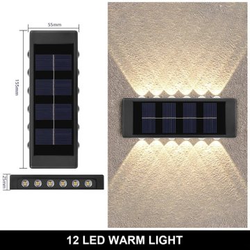 KJB Solarna stenska svetilka gor/dol, 12 LED, topla bela svetloba, 1 kos