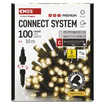 Emos Premium LED povezovalna veriga, črna, 10 m