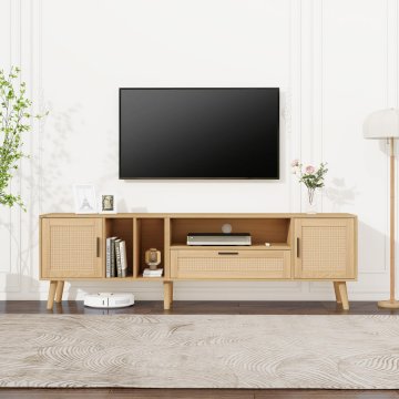 SONNENH TV omarica, iverna plošča, hrast, 180 × 40 × 54 cm, predali za shranjevanje, zaprti prostor za shranjevanje, za dnevno sobo
