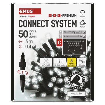 Emos Premium LED povezovalna veriga, utripajoča, ledene sveče, 3 m, hladna bela