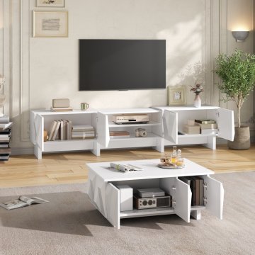 SONNENH TV omarica, iverna plošča, bela, 180 × 34 × 44.5 cm, zaprti prostor za shranjevanje, za dnevno sobo