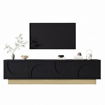 SONNENH TV omarica, MDF, črna, 175 × 40 × 41.5 cm, prostor za shranjevanje, za dnevno sobo