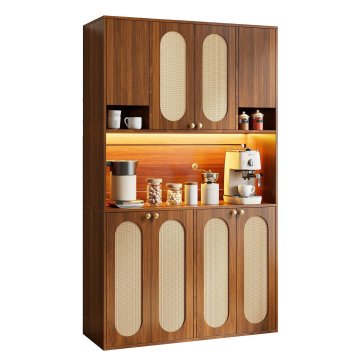 SONNENH Kredenca, MDF, naravna, 106 × 40 × 178 cm, led osvetlitev, za urejeno shranjevanje