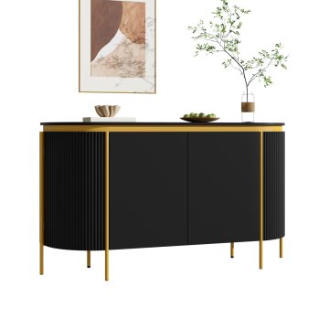 SONNENH Kredenca, MDF, črna, 140 × 38 × 80 cm, zaprti prostor za shranjevanje, za urejeno shranjevanje