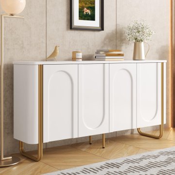 SONNENH Kredenca, MDF, bela, 160 × 35 × 80.5 cm, prostor za shranjevanje, zaprti prostor za shranjevanje, za urejeno shranjevanje