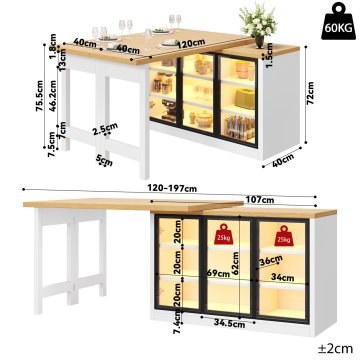 SONNENH Kredenca, MDF / steklo, bela, 120 × 40 × 72 cm, za jedilnico in shranjevanje
