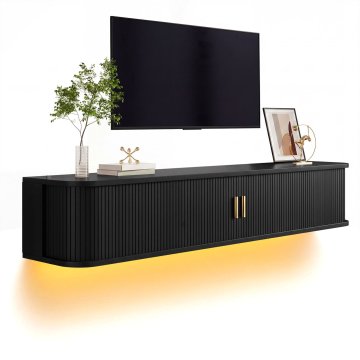 SONNENH TV omarica, MDF, črna, 175 × 30 × 30 cm, led osvetlitev, za dnevno sobo