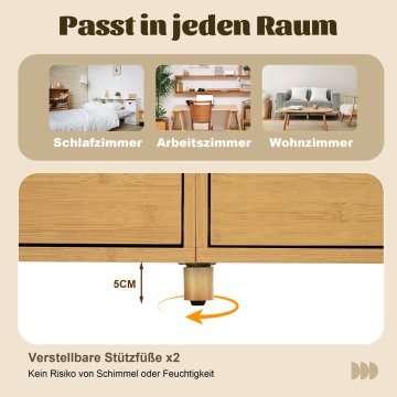 SONNENH Kredenca, bambus / MDF, hrast, 160 × 40 × 75 cm, predali za shranjevanje, za urejeno shranjevanje