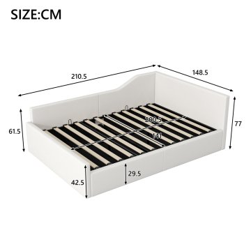 SONNENH Posteljni okvir, 140 × 200 cm, bež, 210.5 × 148.5 × 77 cm, prostor za shranjevanje, za spalnico