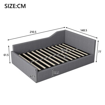 SONNENH Posteljni okvir, 140 × 200 cm, siva, 210.5 × 148.5 × 77 cm, prostor za shranjevanje, za spalnico
