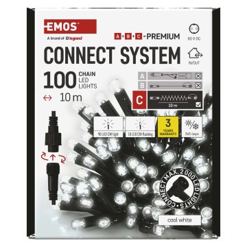 Emos Premium LED povezovalna veriga, utripajoča, 10 m, hladna bela