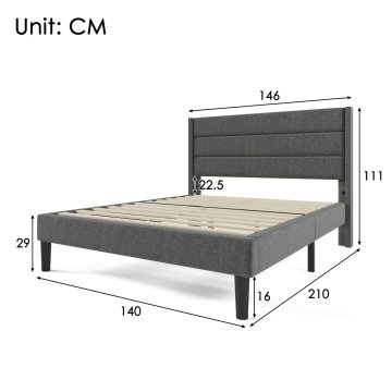 SONNENH Posteljni okvir, 140 × 200 cm, lan, temno siva, za spalnico