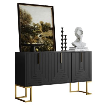 SONNENH Kredenca, MDF, črna, 138 × 40 × 80.5 cm, za jedilnico in shranjevanje