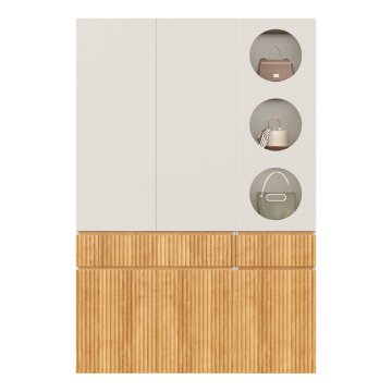 SONNENH Garderobna omara, 135 × 50 × 200 cm, MDF / iverna plošča, svetlo siva / naravna, predali za shranjevanje, zaprti prostor za shranjevanje