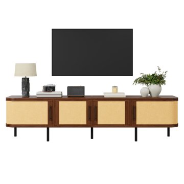 SONNENH TV omarica, 180 × 40 × 45 cm, MDF, oreh, prostor za shranjevanje, zaprti prostor za shranjevanje, za dnevno sobo