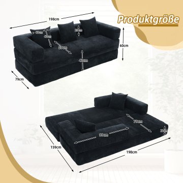 SONNENH Kavč, ženilja, črna, prostor za shranjevanje, za dnevno sobo