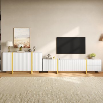 SONNENH TV omarica, MDF / iverna plošča, bela, 190 × 35 × 45 cm, za dnevno sobo