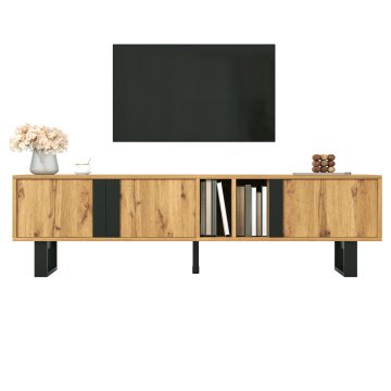 SONNENH TV omarica, MDF / iverna plošča, naravna, 160 × 40 × 50 cm, police za pregledno razporeditev, za dnevno sobo