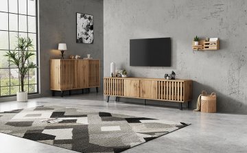 SONNENH TV omarica, 180 × 40 × 55 cm, iverna plošča, zaprti prostor za shranjevanje, za dnevno sobo