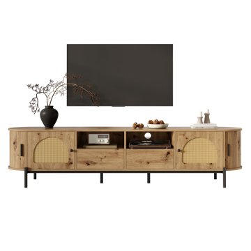 SONNENH TV omarica, MDF, naravna, 200 × 40 × 49.5 cm, predali za shranjevanje, prostor za shranjevanje, za dnevno sobo