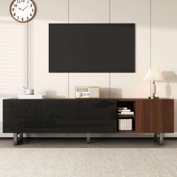 SONNENH TV omarica, 180 × 38 × 50 cm, MDF, črna / naravna, zaprti prostor za shranjevanje, za dnevno sobo