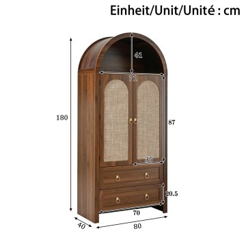SONNENH Kredenca, MDF, oreh, 80 × 40 × 180 cm, za urejeno shranjevanje
