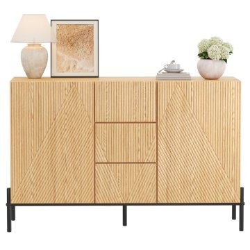SONNENH Kredenca, MDF, naravna, 115.5 × 40 × 76 cm, predali za shranjevanje, prostor za shranjevanje, za urejeno shranjevanje