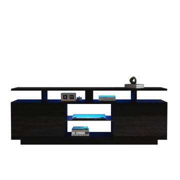 SONNENH TV omarica, iverna plošča, črna, 140 × 35 × 55 cm, led osvetlitev, za dnevno sobo