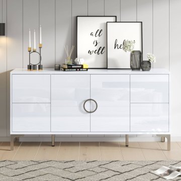 SONNENH Kredenca, 150 × 38 × 59.5 cm, MDF, bela, predali za shranjevanje, za urejeno shranjevanje