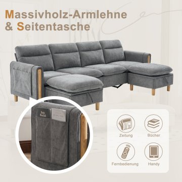 SONNENH Kavč, ženilja, svetlo siva, prostor za shranjevanje, za dnevno sobo