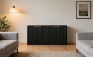 SONNENH Kredenca, 150 × 40 × 70.5 cm, MDF, črna, za urejeno shranjevanje
