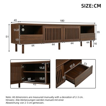 SONNENH TV omarica, 180 × 40 × 51 cm, MDF, oreh, predali za shranjevanje, za dnevno sobo