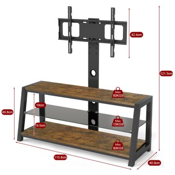 SONNENH TV omarica, MDF / kovina, rjava, 116 × 42 × 125 cm, za dnevno sobo