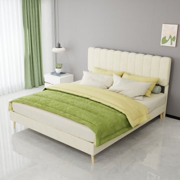 SONNENH Posteljni okvir, 160 × 200 cm, tkanina / kovina, bež, 200 × 160 × 133 cm, za spalnico