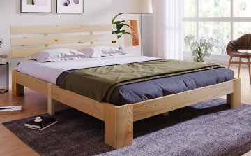 SONNENH Posteljni okvir, 200 × 140 cm, masivni les, naravna, 210 × 144 × 67.5 cm, za spalnico