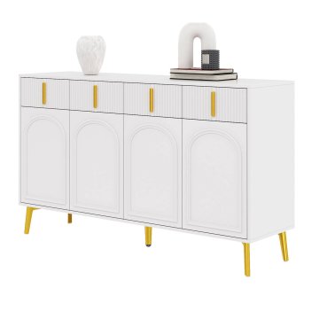 SONNENH Kredenca, 140 × 37.8 × 82 cm, MDF, bela, 140 × 38 × 82 cm, predali za shranjevanje, zaprti prostor za shranjevanje, za jedilnico in shranjevanje