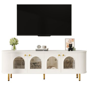 SONNENH TV omarica, MDF, bela / zlata, 170 × 35 × 55 cm, za dnevno sobo
