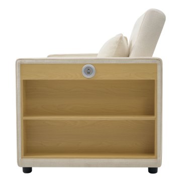 SONNENH Kavč, ženilja, bež, 140 × 137 × 84 cm, prostor za shranjevanje, priključek usb, za dnevno sobo