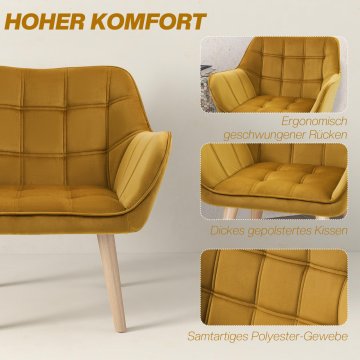 SONNENH Fotelj, 67 × 61.5 × 71 cm, poliester, rumena, za sedežni kotiček