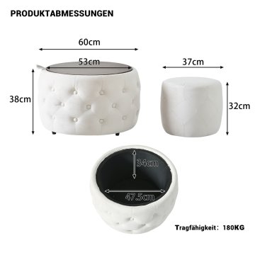 SONNENH Tabure, žamet, bež, prostor za shranjevanje, za sedežni prostor