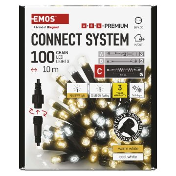 Emos Premium LED povezovalna veriga, utripajoča, 10 m, topla ali hladna bela