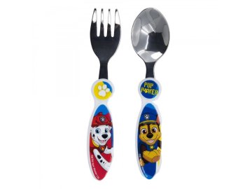 Stor Otroški jedilni pribor Paw Patrol – kovinska žlica in vilica, ergonomski komplet 2 kosov, 74618