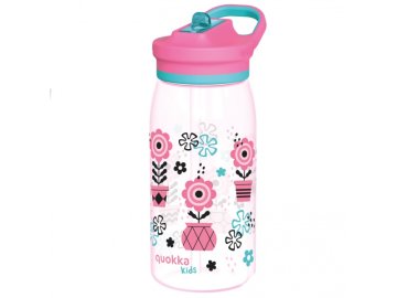 QUOKKA Plastična steklenica s slamico Quokka Kids Glow Melodic Flowers – 580 ml, 40284