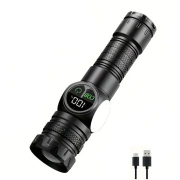 KJB Polnilna LED svetilka z zoomom, stransko COB lučko in magnetom, 1 kos