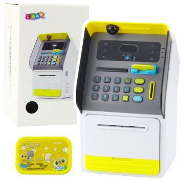 slomart LEAN TOYS Bankomat sef s ključavnico na kodo in bančno kartico, rumen