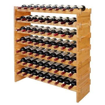 Northix Zložljivo bambusovo stojalo za vino za 63 steklenic, samostojna montaža, naravno