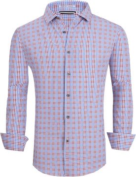 Moška elegantna srajca s potiskom na gumb, elastična in neguboljiva, 97 % poliester 3 % spandex, 4-way stretch, Regular Fit, gumbi po celotni dolžini, za formalne kombinacije in casual slog, velikost