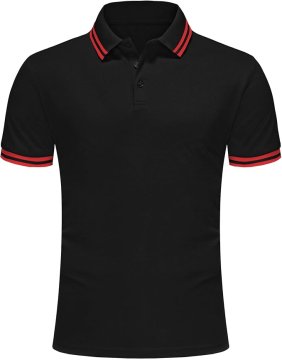 Moška polo majica Regular Fit črna XL 80% poliester 20% bombaž pique tkanina hitro sušenje odpornost proti gubanju elastičen ovratnik in rokavi razcepi na spodnjem delu za tenis golf šport vsakdan