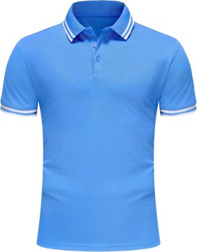 Moška polo majica za golf Pique 80% poliester 20% bombaž hitro sušeča odporna proti gubanju zračna modra velikost L elastičen rebrast ovratnik elastične manšete za golf tenis padel in vsakdanjo službo